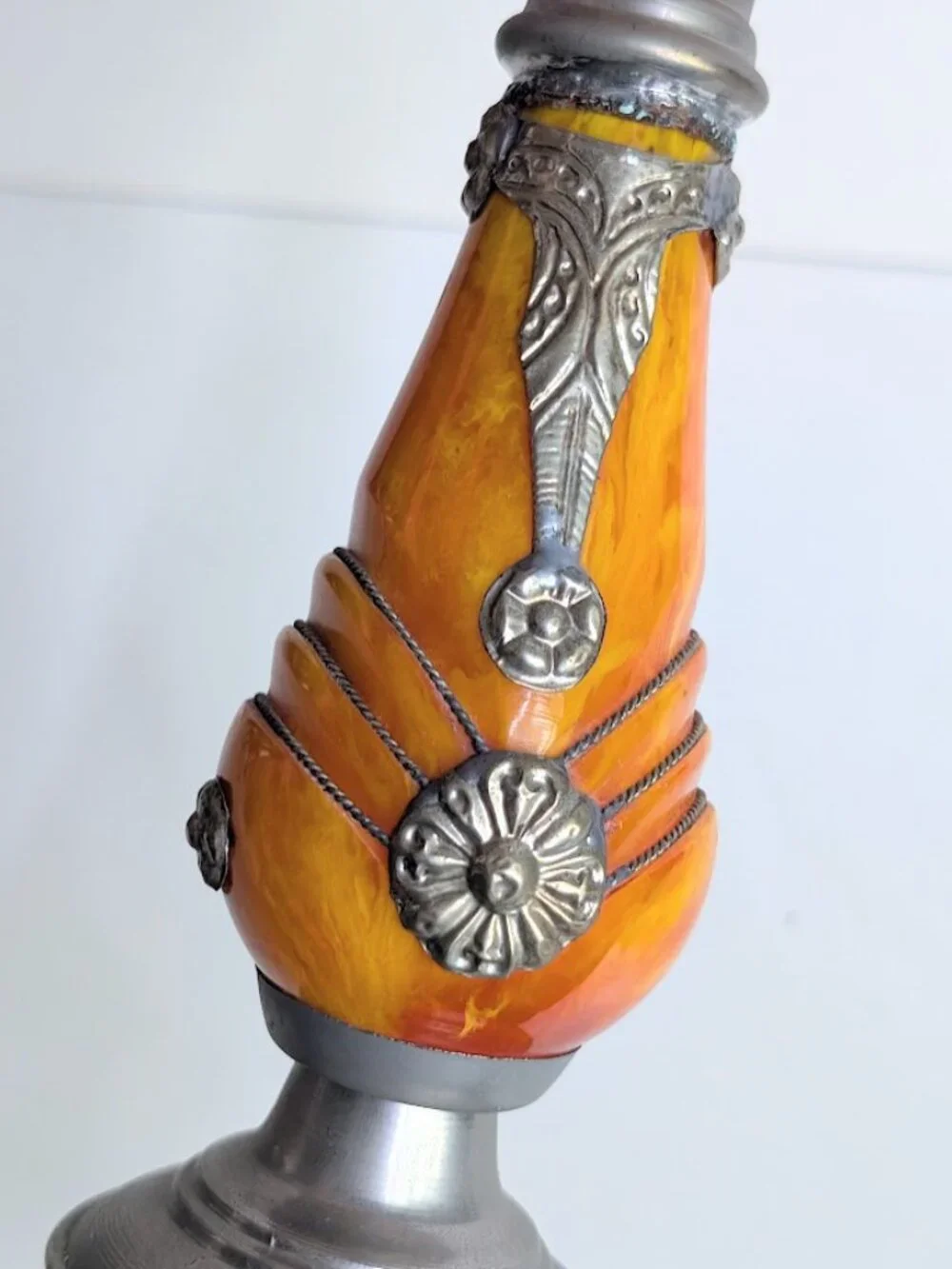 Vintage Moroccan Hand Made Resin & Metal Candle Holder Middle Eastern Decor 9